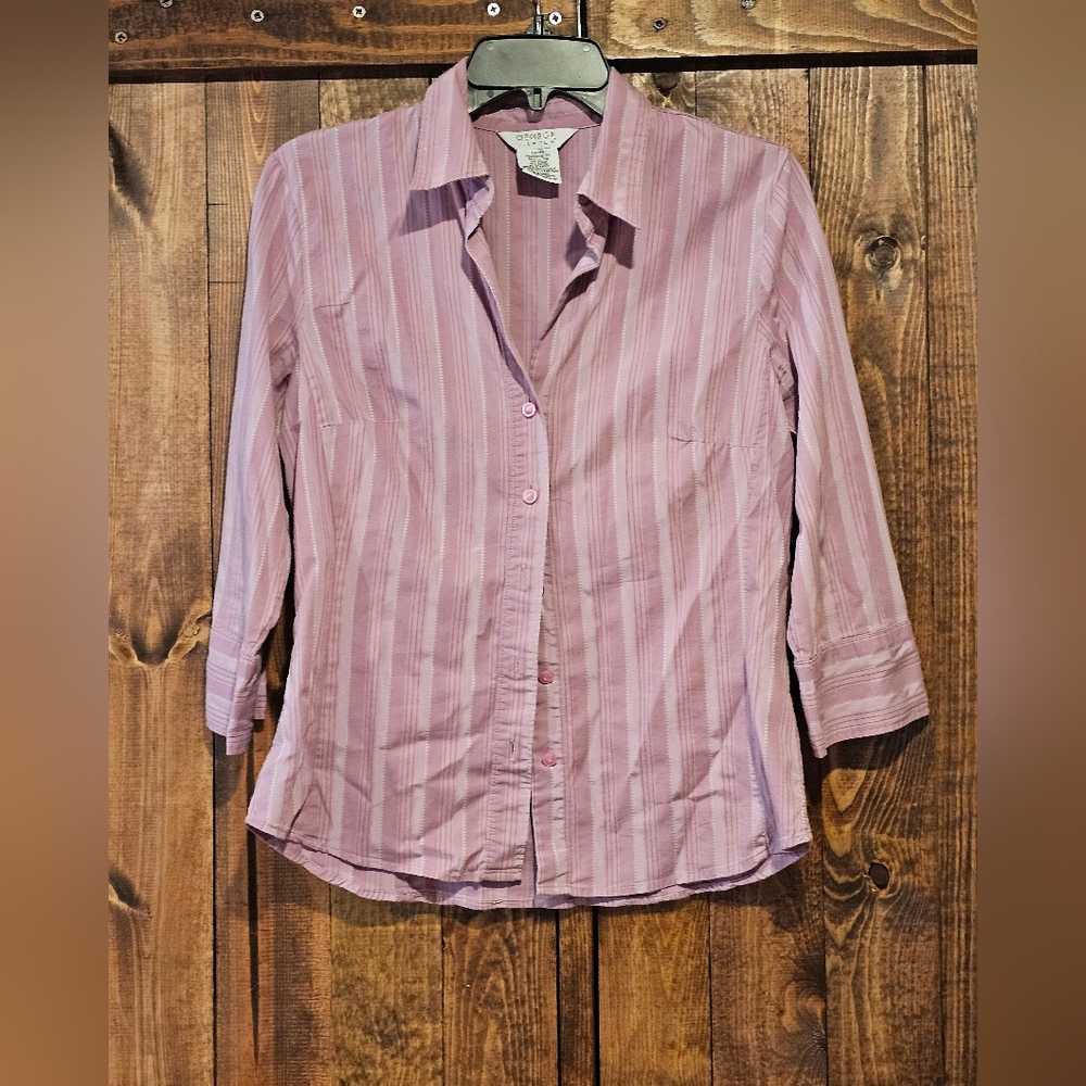 George Women's Button Down Shirt in Pink Stripes